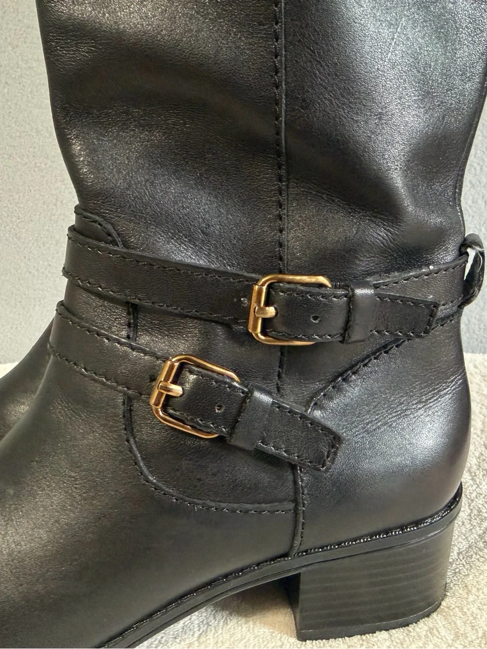 Bandolino Carlota Boots Two-Tone Black/Brown Size 6M Women’s Leather Block Heel